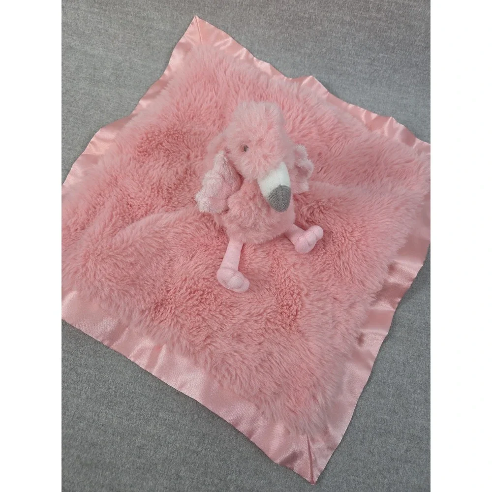 Cloud Island Flamingo Lovey Security Blanket Plush Stuffed Pink Soft Satin Trim